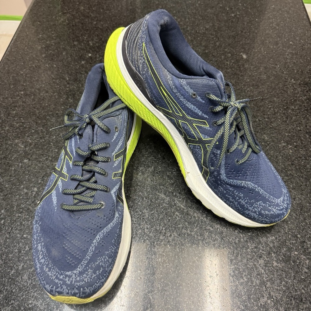 ASICS GEL-Kayano 29 Men Size 14 Navy Blue Lime Running Shoes Sneakers 1011B440